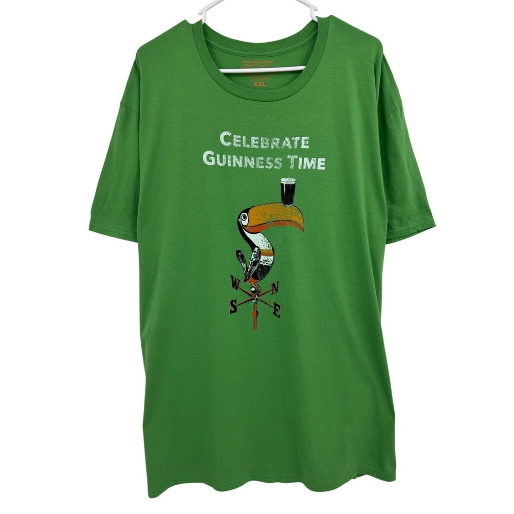 Guinness Beer Toucan T-Shirt Mens XXL Green‎ Celebrate Guinness Time Graphic Tee